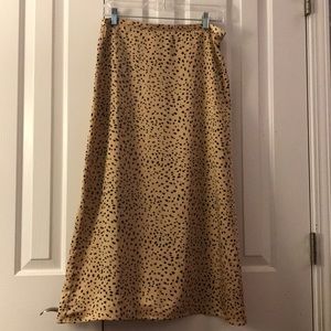 Tan Spotted Midi Skirt
